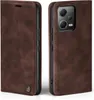 A brown flip case for a smartphone is shown from two angles. Produktbild-Vorschau