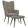 vidaXL Relaxsessel mit Hocker Hellgrau Samt -  Sessel Produktbild-Vorschau 2