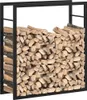 A black metal firewood rack filled with split logs. Náhľad obrázku produktu