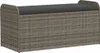 A product shot of a gray poly rattan storage bench with a dark gray cushion. Anteprima dell’immagine prodotto