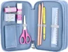 An open pencil case filled with stationery items. Produktbild-Vorschau