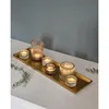 Tablett Deko Metall 44x13 cm gold Kerzentablett Dekotablett Produktbild-Vorschau 2