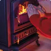 Hands warming by a fireplace. Voir les images du produit