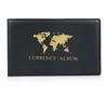 A black currency album with a gold world map and the text 'CURRENCY ALBUM' printed on the cover. Produktbild-Vorschau