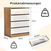 Commode à 4 tiroirs. Meuble de rangement blanc et en chêne. Voir les images du produit 5