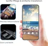 A hand holding a smartphone with a beach wallpaper, surrounded by marketing graphics about a phone case. Produktbild-Vorschau