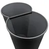 A close-up, top-down view of two black trash bins joined together by a dark gray divider. Voir les images du produit