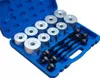A set of car repair tools, specifically a silent block puller and installer kit, laid out in a blue plastic case. Náhled obrázku produktu