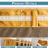 Close-up of a fabric curtain with measurement details and smaller inset images showing different ways to hang it. Produktbild-Vorschau