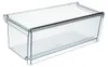 A clear plastic storage bin with a metallic trim. Produktbild-Vorschau