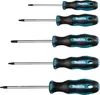 A set of five Torx screwdrivers with black and teal handles and silver shafts, arranged vertically against a white background. Produktbild-Vorschau