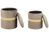 BELIANI Pouf 2er Set Taupe Samtstoff mit Stauraum Produktbild-Vorschau 4
