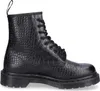 A single black boot with a crocodile-like texture is shown against a white background. Produktbild-Vorschau