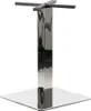 A polished stainless steel table base with a square base and a central column, topped with a cross-shaped bracket for attaching a tabletop. Anteprima dell’immagine prodotto