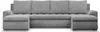 A U-shaped sofa with two chaise lounges is shown from the front against a white background.