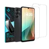 A smartphone and two screen protectors are displayed against a white background, with packaging on the left. Produktbild-Vorschau