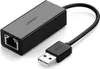 A black USB to Ethernet adapter is shown on a white background. Voir les images du produit