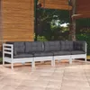 4-tlg. Garten-Lounge-Set mit Kissen Kiefer Massivholz Produktbild-Vorschau 2
