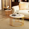 MODFU Couchtisch rund Gold,2er set Sofatisch mit weiße Produktbild-Vorschau 3