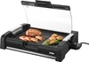 Der Unold Barbecue-Grill Edel verfügt über ein schwarz-silbernes Design, einen Glasdeckel, eine geri Produktbild-Vorschau