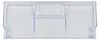 A clear, well-lit studio shot of a transparent plastic refrigerator drawer. Produktbild-Vorschau