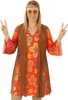 Hippie Kostüm Nancy für Damen Blumenkleid mit Weste von Vorne Produktbild-Vorschau