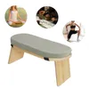 A collage showing a meditation bench with three circular images depicting yoga, tea ceremony, and stretching. Náhled obrázku produktu