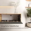 A modern TV board with integrated cable management, featuring a wood and anthracite finish, displayed in a clean, minimalist interior setting. Produktbild-Vorschau