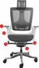 A front view of an ergonomic office chair with numbered labels pointing to different parts. Podgląd zdjęcia produktu