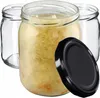 Three glass jars, one filled with sauerkraut, and a black lid. Anteprima dell’immagine prodotto