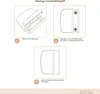 Diagrams showing the steps to mount a plastic pull handle. Produktbild-Vorschau