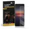 A product box for a screen protector and the screen protector itself next to a smartphone. Produktbild-Vorschau