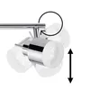 A close-up view of a chrome LED ceiling spotlight with frosted glass shades, showing its adjustable features. Produktbild-Vorschau