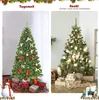 A collage showing a Christmas tree decorated for daytime and nighttime, with gifts and decorations. Produktbild-Vorschau