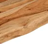 A close-up view of a wooden surface with natural grain patterns and a live edge. Produktbild-Vorschau