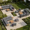 L-Form Garten Sofa Set mit Holzarmlehnen / Wetterfeste Produktbild-Vorschau 9