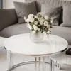 LORI GLASS 2in1 runder Couchtisch silber Chrom / Weißes Produktbild-Vorschau 2