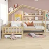 L-Baumhausbett aus Massivholz mit Schubladen und Regalen – Produktbild-Vorschau 3
