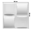 A white 3D wall panel with a grid of four square indentations, shown with dimensions indicated. Anteprima dell’immagine prodotto