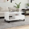 A white coffee table with storage is placed in a living room setting, in front of a sofa. Voir les images du produit