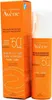 A product shot of a sunscreen bottle and its box. Voir les images du produit