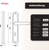 Diagrams and measurements of a door handle set. Produktbild-Vorschau