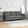 A dark gray three-seater sofa is shown in a well-lit room with a large mirror and two framed pictures on the wall. Produktbild-Vorschau