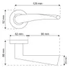 Diagrams showing the dimensions of a door handle. Produktbild-Vorschau