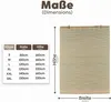 A size chart and a bamboo roller blind. Voir les images du produit
