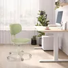 A light green office chair is shown in front of a bright window and a desk. Produktbild-Vorschau