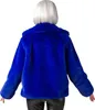 Rückansicht einer royalblauen Damen-Plüschjacke mit weichem, dichtem Kunstfell und geradem Schnitt. Produktbild-Vorschau