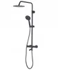 A black shower set with a rain shower head and a handheld shower head. Produktbild-Vorschau
