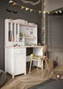 A child's desk with a hutch, chair, and basket in a room decorated with string lights and pennant banners. Náhled obrázku produktu