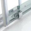 A close-up view of a shower door's sliding mechanism, showing the roller and track. Produktbild-Vorschau